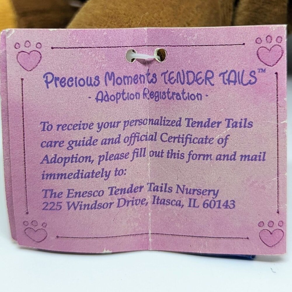 Vtg Precious Moments Tender Tails Plush Reindeer With Tag By Enesco Christmas - Picture 3 of 4